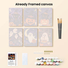 Load image into Gallery viewer, Mini Paint by numbers 15x20cm (6 pieces) - Spooky Season Friends
