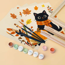 Load image into Gallery viewer, Mini Paint by numbers 15x20cm (6 pieces) - Spooky Cat Night