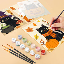 Load image into Gallery viewer, Mini Paint by numbers 15x20cm (6 pieces) - Spooky Cat Night