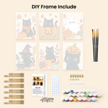 Load image into Gallery viewer, Mini Paint by numbers 15x20cm (6 pieces) - Spooky Cat Night