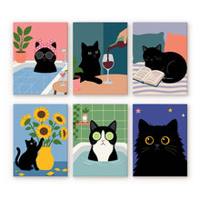 Load image into Gallery viewer, Mini Paint by numbers 15x20cm (6 pieces) - Cat Life Figured'Art