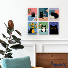 Load image into Gallery viewer, Mini Paint by numbers 15x20cm (6 pieces) - Cat Life