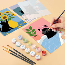 Load image into Gallery viewer, Mini Paint by numbers 15x20cm (6 pieces) - Cat Life