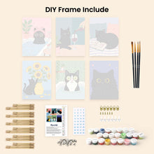 Load image into Gallery viewer, Mini Paint by numbers 15x20cm (6 pieces) - Cat Life