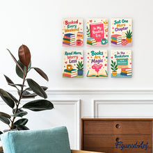 Load image into Gallery viewer, Mini Paint by numbers 15x20cm (6 pieces) - Book Lover Mood