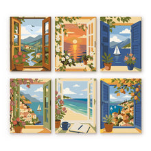 Load image into Gallery viewer, Mini Paint by numbers 15x20cm (6 pieces) - Ocean View Windows Figured'Art