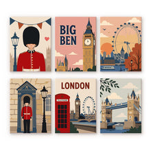 Load image into Gallery viewer, Mini Paint by numbers 15x20cm (6 pieces) - London Postcards Figured'Art