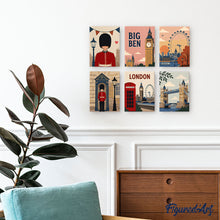 Load image into Gallery viewer, Mini Paint by numbers 15x20cm (6 pieces) - London Postcards
