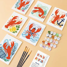 Load image into Gallery viewer, Mini Paint by Numbers Set 15x20cm (6 pieces) - Coastal Lobster Collection