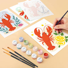 Load image into Gallery viewer, Mini Paint by Numbers Set 15x20cm (6 pieces) - Coastal Lobster Collection