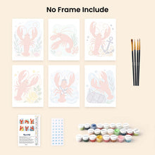Load image into Gallery viewer, Mini Paint by Numbers Set 15x20cm (6 pieces) - Coastal Lobster Collection
