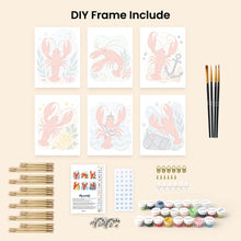 Load image into Gallery viewer, Mini Paint by Numbers Set 15x20cm (6 pieces) - Coastal Lobster Collection