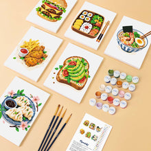 Load image into Gallery viewer, Mini Paint by Numbers Set 15x20cm (6 pieces) - Tasty Food Set