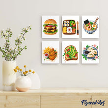 Load image into Gallery viewer, Mini Paint by Numbers Set 15x20cm (6 pieces) - Tasty Food Set