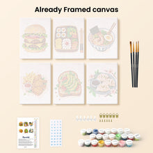 Load image into Gallery viewer, Mini Paint by Numbers Set 15x20cm (6 pieces) - Tasty Food Set