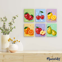 Load image into Gallery viewer, Mini Paint by Numbers Set 15x20cm (6 pieces) - Disco Fruit Collection