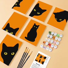 Load image into Gallery viewer, Mini Paint by Numbers Set 15x20cm (6 pieces) - Black Cat Peekaboo