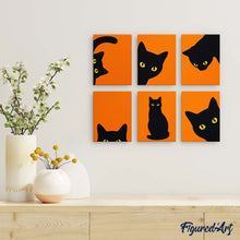 Load image into Gallery viewer, Mini Paint by Numbers Set 15x20cm (6 pieces) - Black Cat Peekaboo