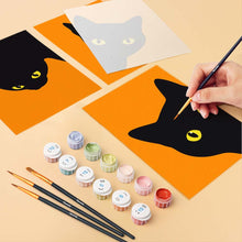 Load image into Gallery viewer, Mini Paint by Numbers Set 15x20cm (6 pieces) - Black Cat Peekaboo
