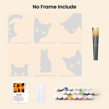Load image into Gallery viewer, Mini Paint by Numbers Set 15x20cm (6 pieces) - Black Cat Peekaboo