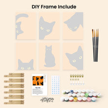 Load image into Gallery viewer, Mini Paint by Numbers Set 15x20cm (6 pieces) - Black Cat Peekaboo