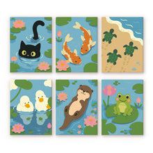 Load image into Gallery viewer, Mini Paint by Numbers Set 15x20cm (6 pieces) - Pond Life Figured'Art