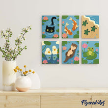 Load image into Gallery viewer, Mini Paint by Numbers Set 15x20cm (6 pieces) - Pond Life
