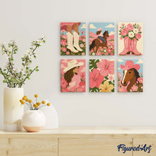 Load image into Gallery viewer, Mini Paint by Numbers Set 15x20cm (6 pieces) - Pink Cowgirl