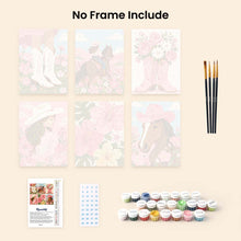Load image into Gallery viewer, Mini Paint by Numbers Set 15x20cm (6 pieces) - Pink Cowgirl