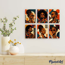 Load image into Gallery viewer, Mini Paint by Numbers Set 15x20cm (6 pieces) - Afro Pop Art Portraits