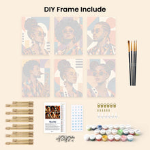 Load image into Gallery viewer, Mini Paint by Numbers Set 15x20cm (6 pieces) - Afro Pop Art Portraits