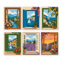 Load image into Gallery viewer, Mini Paint by Numbers Set 15x20cm (6 pieces) - Window Views Figured'Art