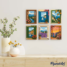 Load image into Gallery viewer, Mini Paint by Numbers Set 15x20cm (6 pieces) - Window Views