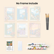 Load image into Gallery viewer, Mini Paint by Numbers Set 15x20cm (6 pieces) - Window Views