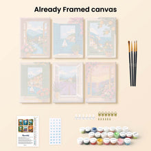 Load image into Gallery viewer, Mini Paint by Numbers Set 15x20cm (6 pieces) - Window Views