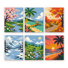 Load image into Gallery viewer, Mini Paint by Numbers Set 15x20cm (6 pieces) - Seasons Around the World Figured'Art