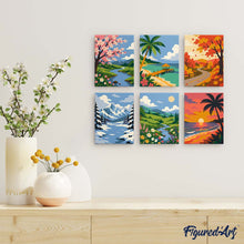 Load image into Gallery viewer, Mini Paint by Numbers Set 15x20cm (6 pieces) - Seasons Around the World