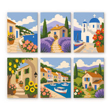 Load image into Gallery viewer, Mini Paint by Numbers Set 15x20cm (6 pieces) - Mediterranean Views Figured'Art