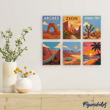 Load image into Gallery viewer, Mini Paint by Numbers Set 15x20cm (6 pieces) - National Parks - Desert Southwest