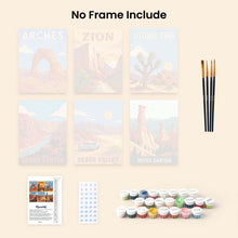 Load image into Gallery viewer, Mini Paint by Numbers Set 15x20cm (6 pieces) - National Parks - Desert Southwest