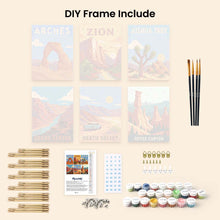 Load image into Gallery viewer, Mini Paint by Numbers Set 15x20cm (6 pieces) - National Parks - Desert Southwest