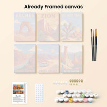 Load image into Gallery viewer, Mini Paint by Numbers Set 15x20cm (6 pieces) - National Parks - Desert Southwest
