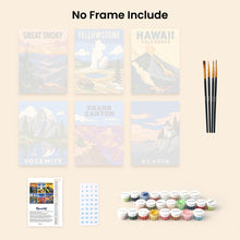 Load image into Gallery viewer, Mini Paint by Numbers Set 15x20cm (6 pieces) - National Parks - Iconic America