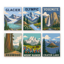 Load image into Gallery viewer, Mini Paint by Numbers Set 15x20cm (6 pieces) - National Parks - Pacific Coast and Cascades Figured'Art