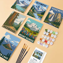 Load image into Gallery viewer, Mini Paint by Numbers Set 15x20cm (6 pieces) - National Parks - Pacific Coast and Cascades