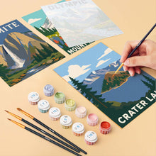 Load image into Gallery viewer, Mini Paint by Numbers Set 15x20cm (6 pieces) - National Parks - Pacific Coast and Cascades