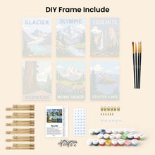 Load image into Gallery viewer, Mini Paint by Numbers Set 15x20cm (6 pieces) - National Parks - Pacific Coast and Cascades