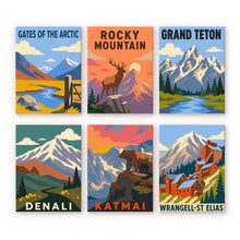 Load image into Gallery viewer, Mini Paint by Numbers Set 15x20cm (6 pieces) - National Parks - Alaska and Northern Rockies Figured'Art