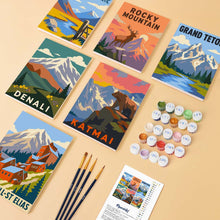 Load image into Gallery viewer, Mini Paint by Numbers Set 15x20cm (6 pieces) - National Parks - Alaska and Northern Rockies
