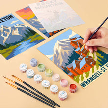 Load image into Gallery viewer, Mini Paint by Numbers Set 15x20cm (6 pieces) - National Parks - Alaska and Northern Rockies
